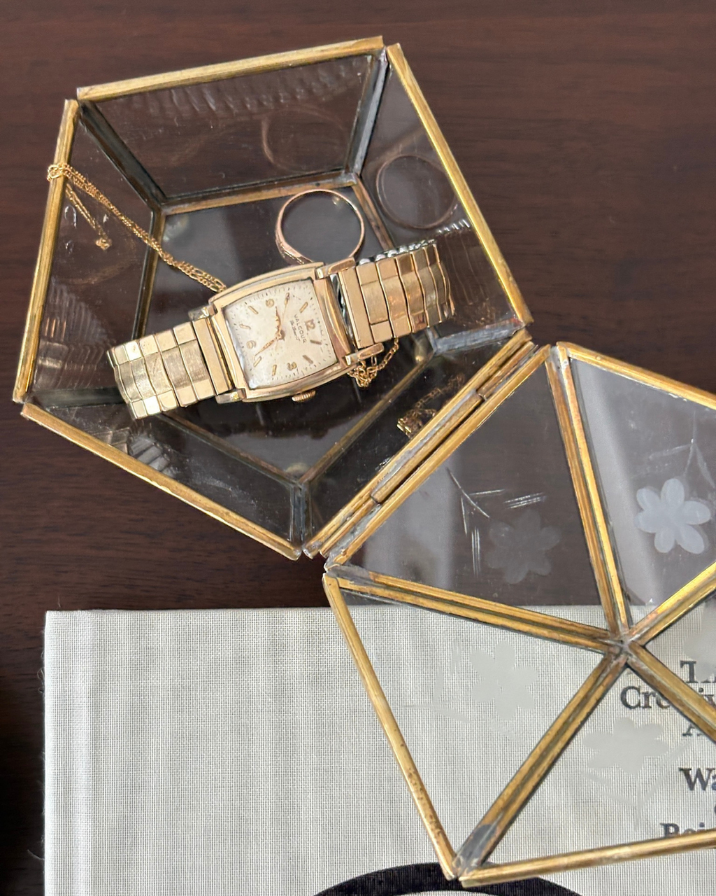 Brass & Glass-etched Trinket Box