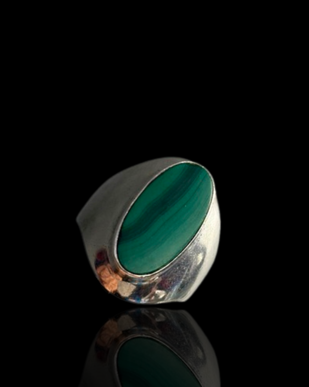 Sterling Malachite Signet Ring