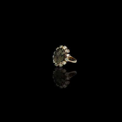 Scarab with White Rhinestone Statement Ring