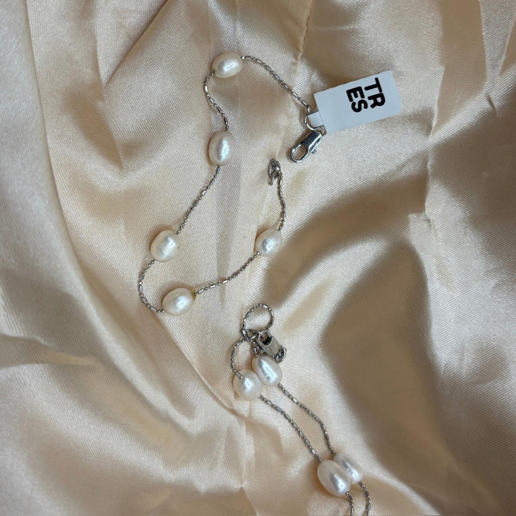 Sterling Freshwater Pearl Station Necklace & Bracelet