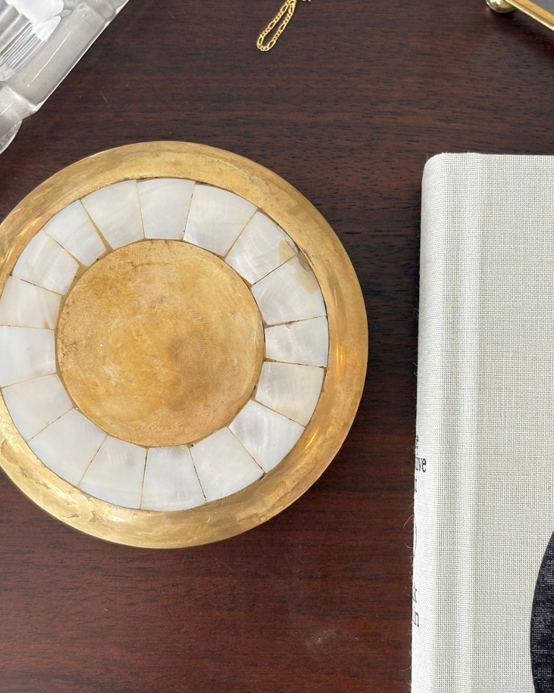 Inlaid Mother of Pearl Brass Dish