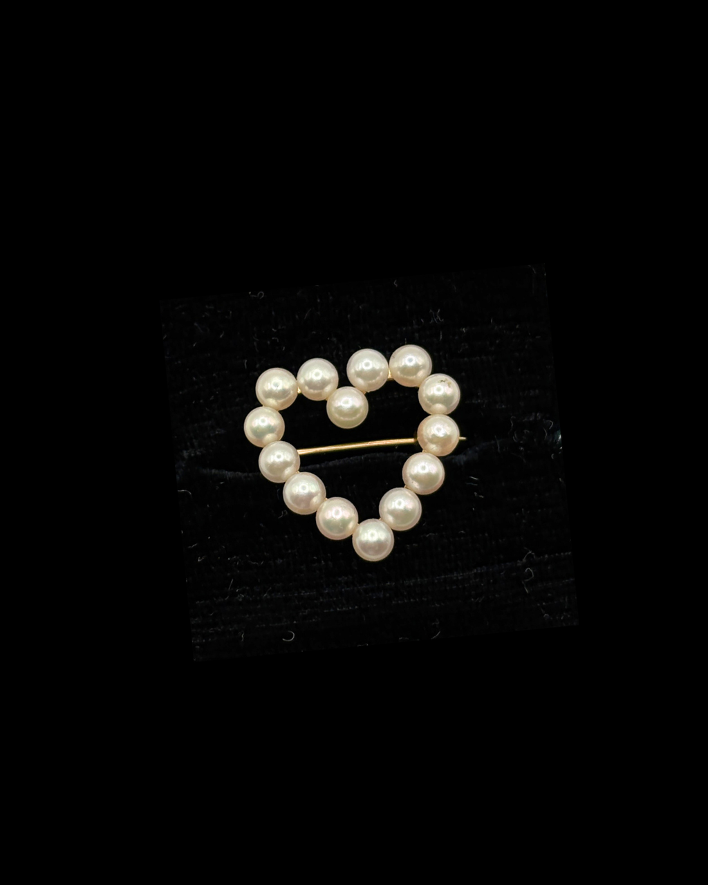 14KT Genuine Pearl Heart Brooch