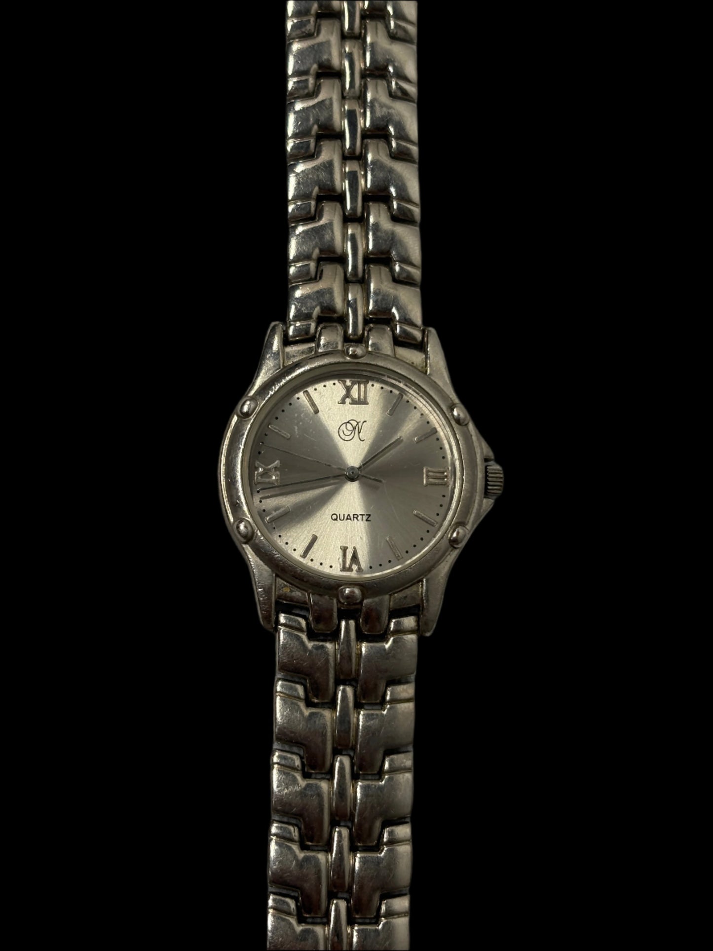 "N" Silver Analog Watch