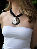 Abalone Shell Pendant & Black Beads Choker