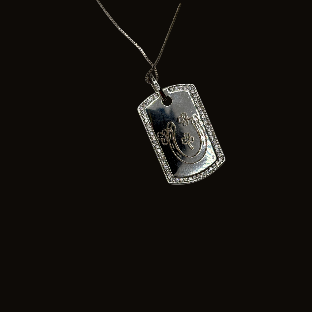 Sterling Luck Dog Tag with Gemstone