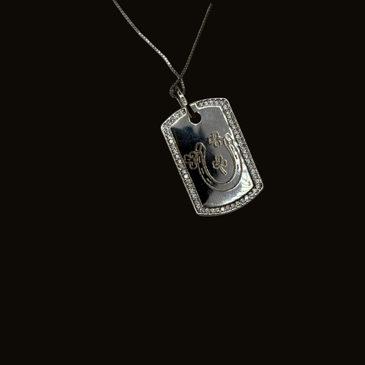Sterling Luck Dog Tag with Gemstone Necklace