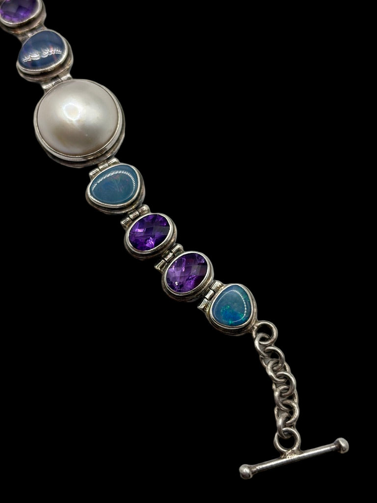Sterling Multi-Gemstone Statement Bracelet