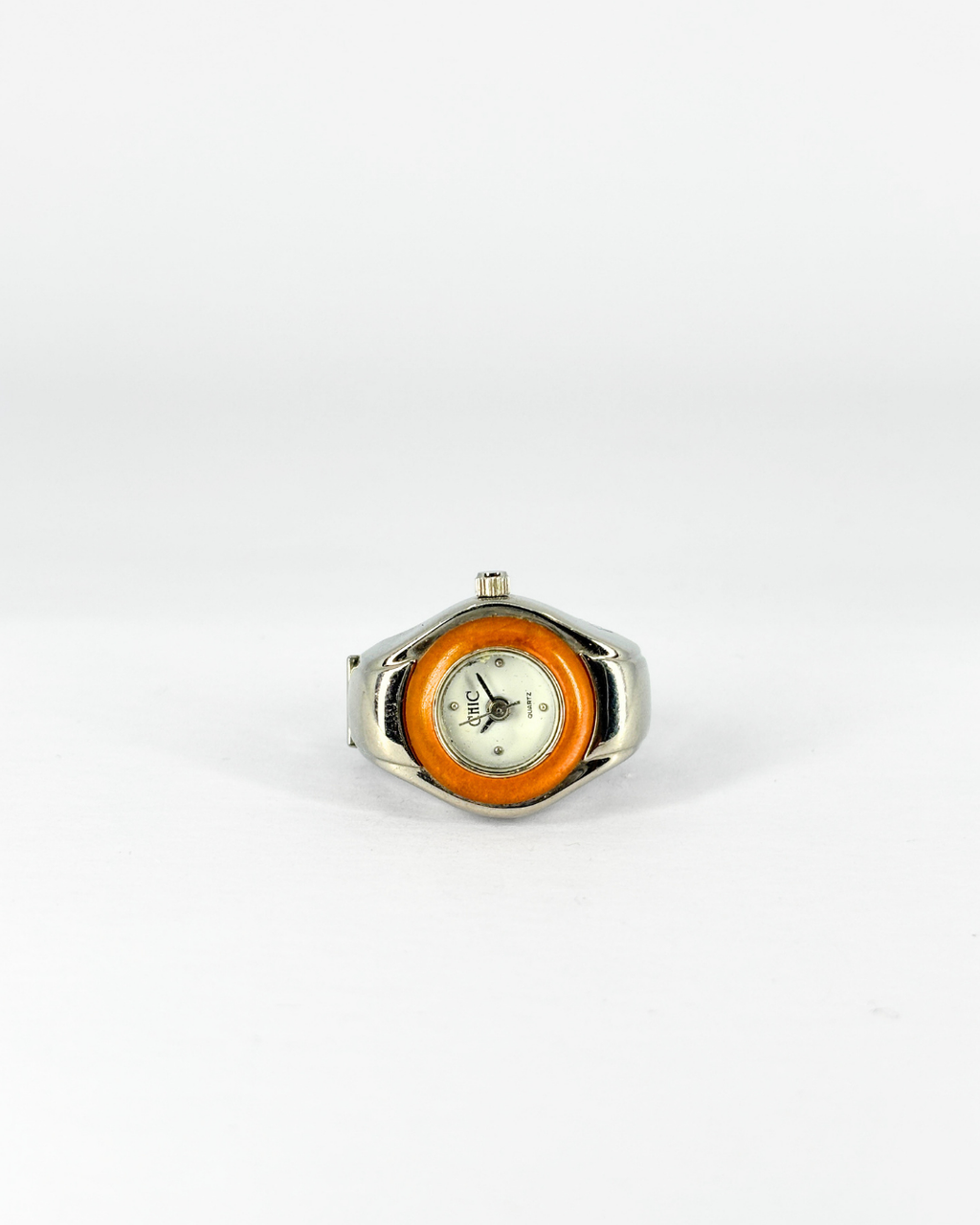 Vintage Chic Orange Enamel Watch Ring