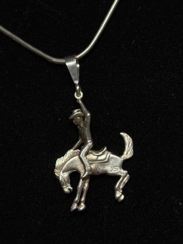 Sterling Silver Articulate Bronco Rider Necklace