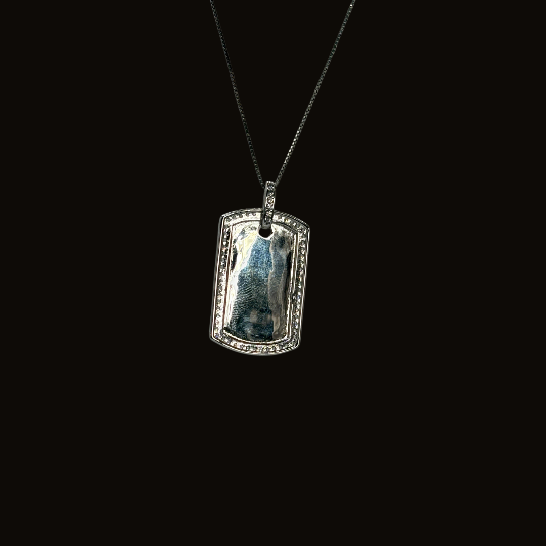 Sterling Luck Dog Tag with Gemstone