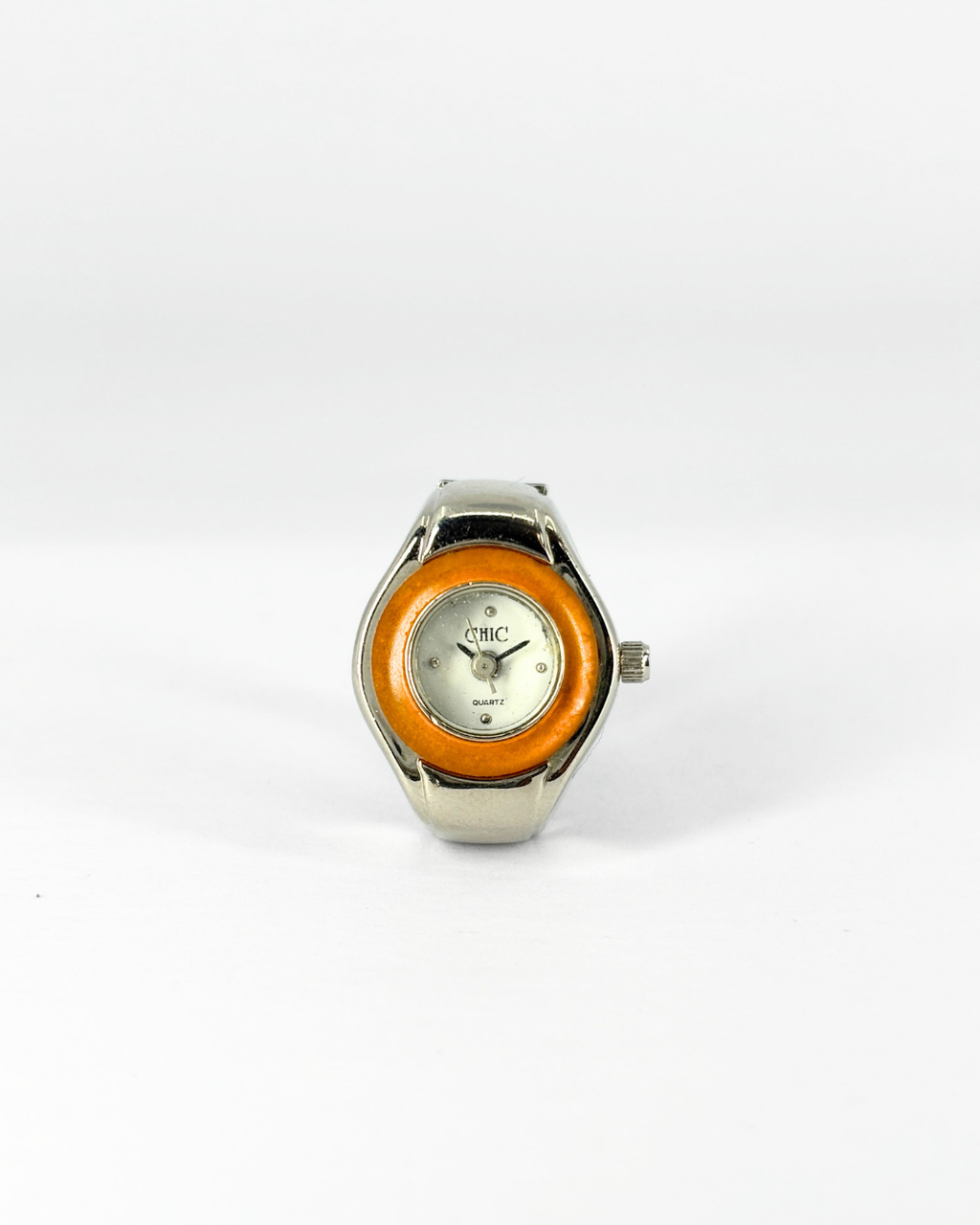 Vintage Chic Orange Enamel Watch Ring
