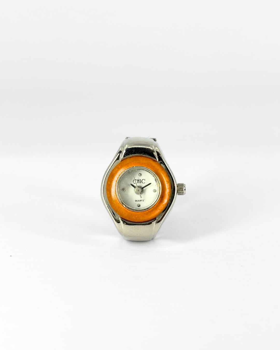 Vintage Chic Orange Enamel Watch Ring