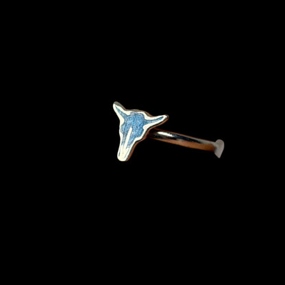 Silvertone Bull Turquoise Ring