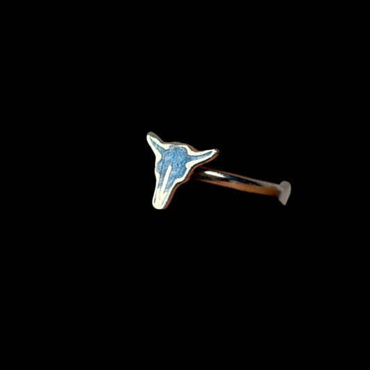 Silvertone Bull Turquoise Ring