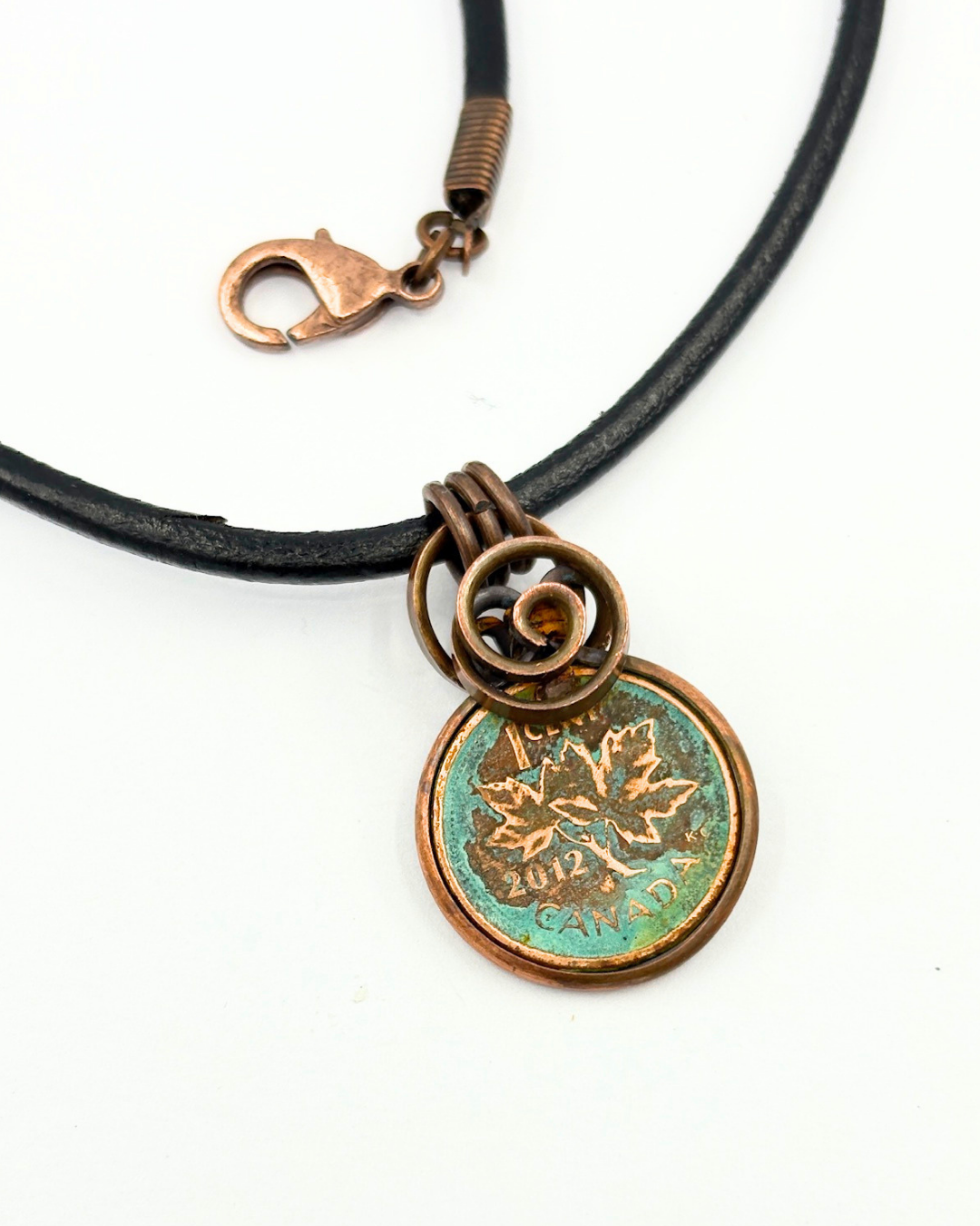 Handmade Vintage Leather & 2012 Penny Pendant