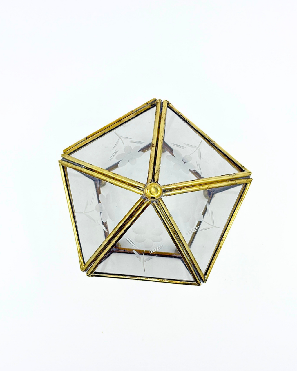 Brass & Glass-etched Trinket Box