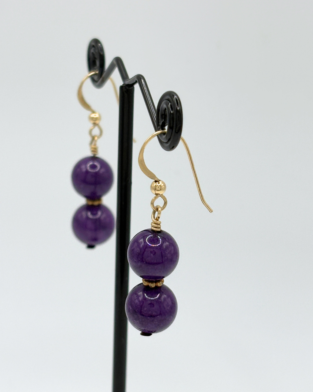 Boucles d'oreilles pendantes en améthyste de 18,52 carats, plaquées or 14 carats
