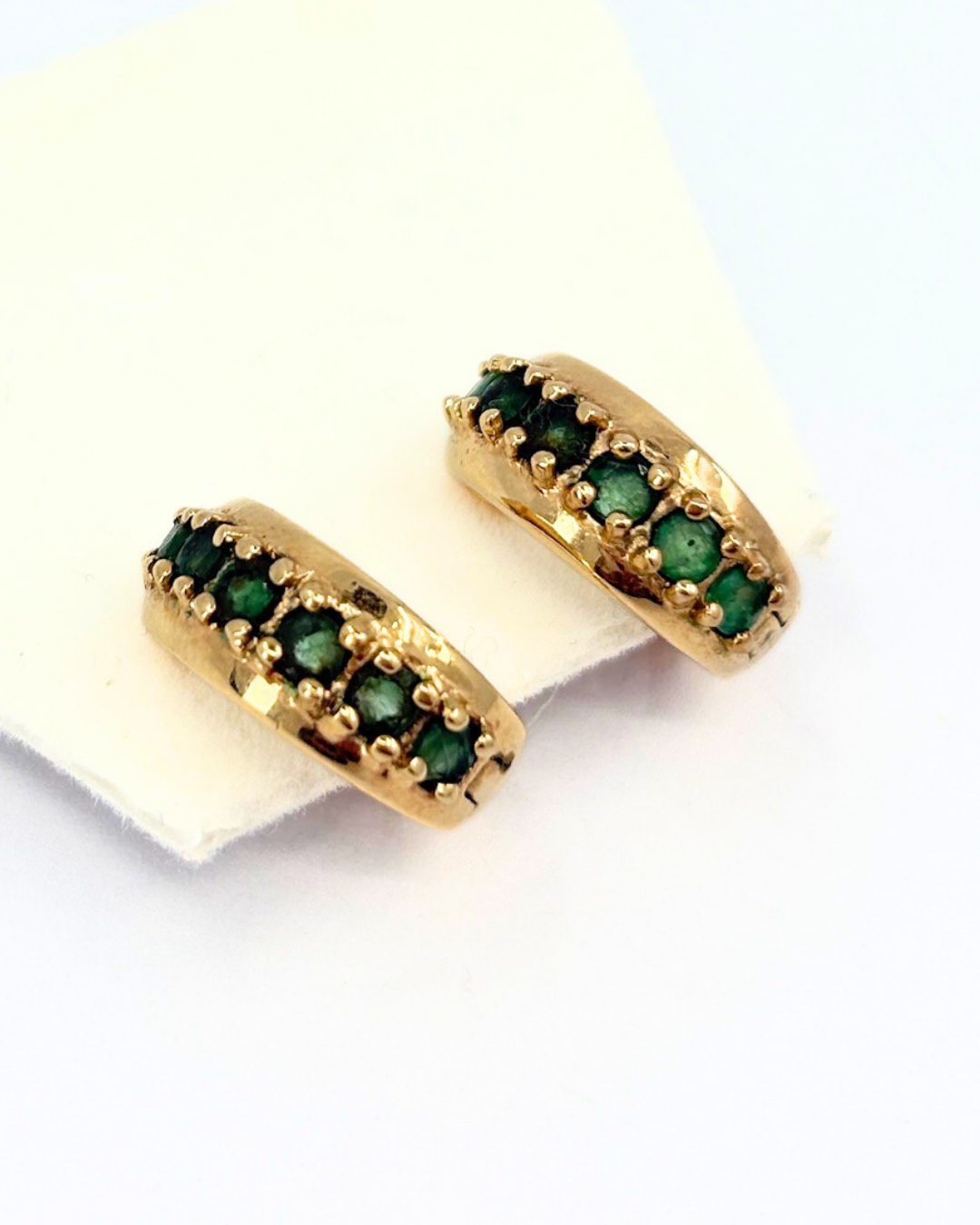 Gold Vermeil Clawset Emerald Huggies