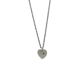 Sterling Frosted Heart Glass & Gemstone Necklace