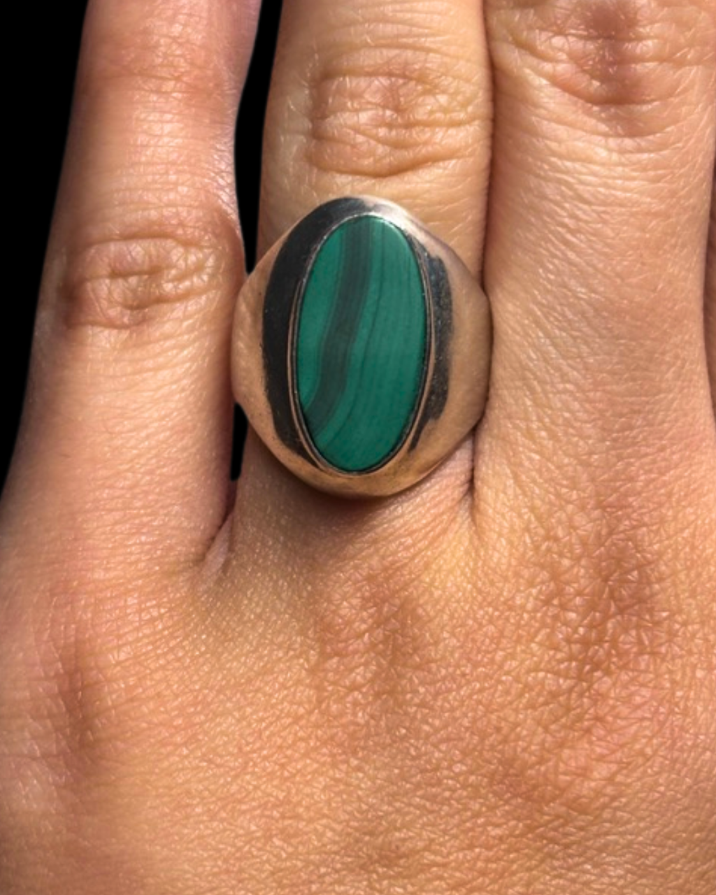 Sterling Malachite Signet Ring