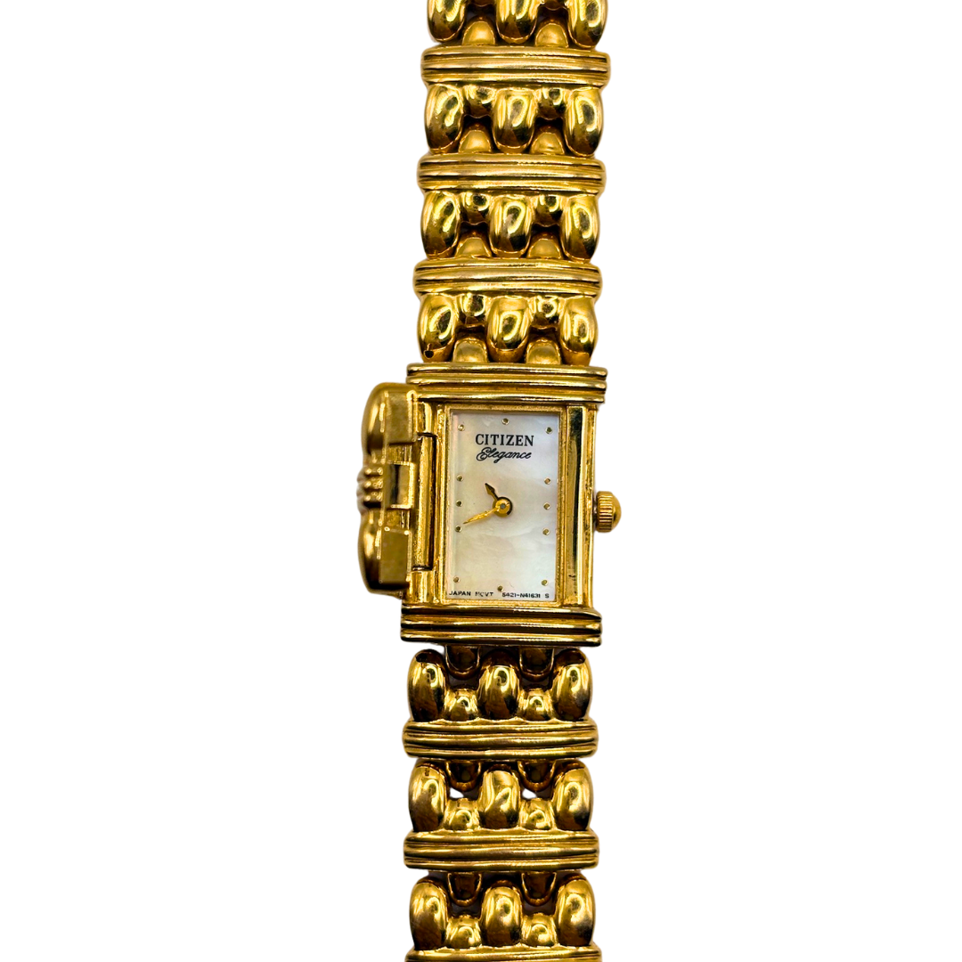Rare 1988 Citizen Elegance Mother of Pearl Peek-a-boo Quartz Watch