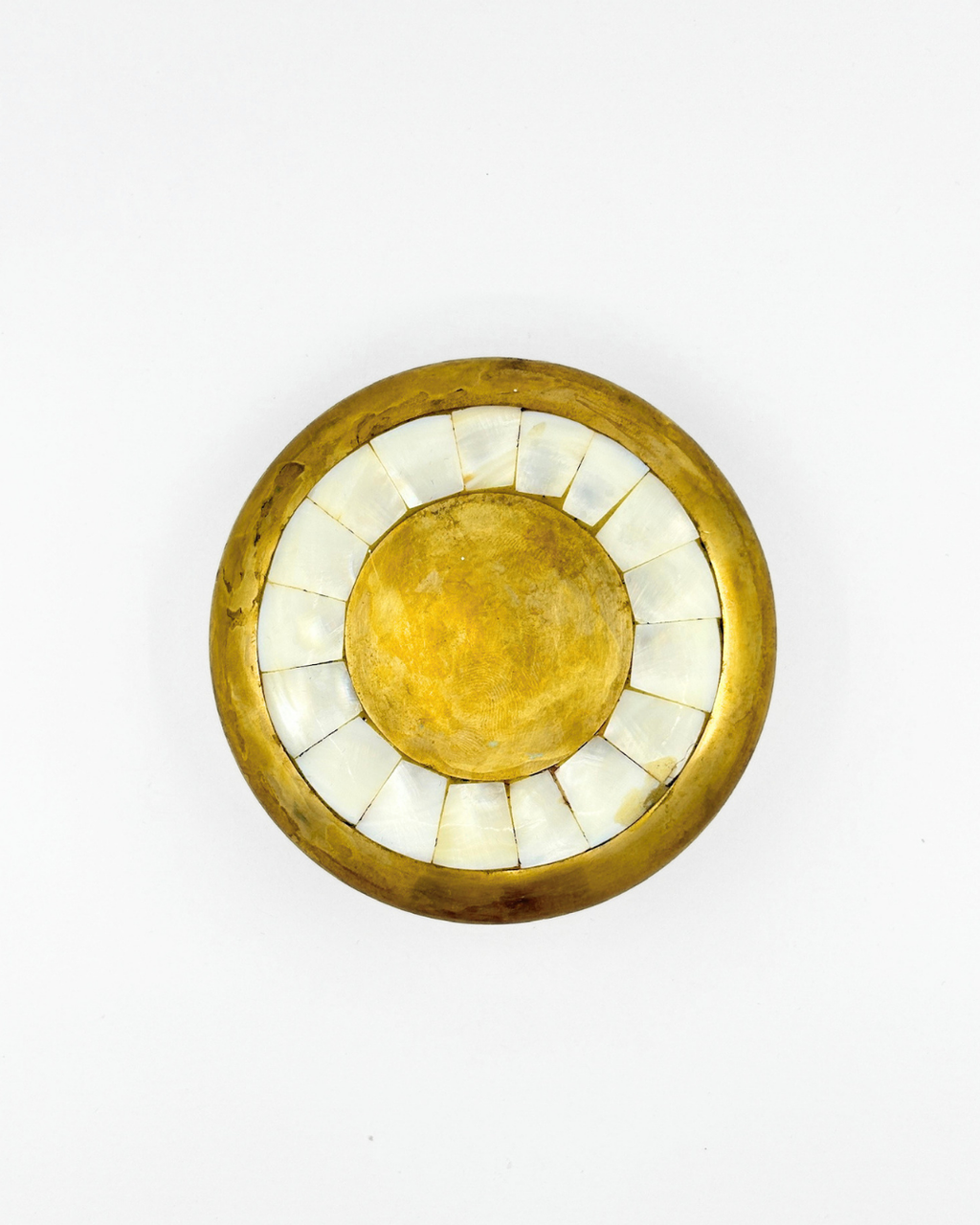 Inlaid Mother of Pearl Brass Dish