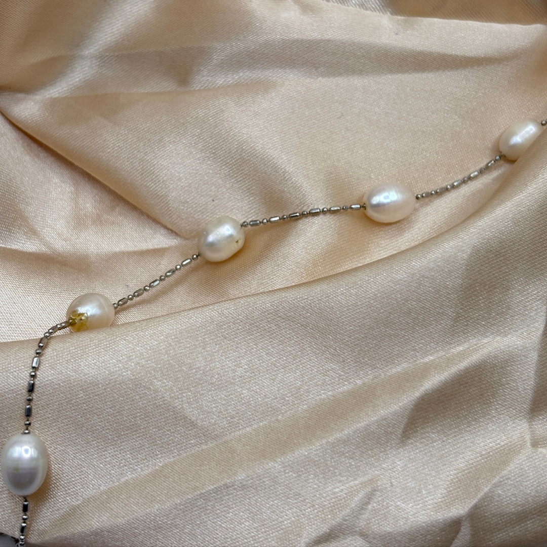 Sterling Freshwater Pearl Station Necklace & Bracelet