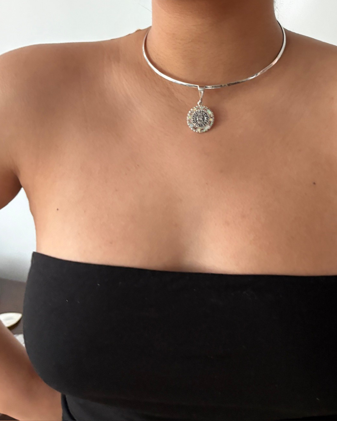 950 Inlaid Opal Mayan Calendar Pendant