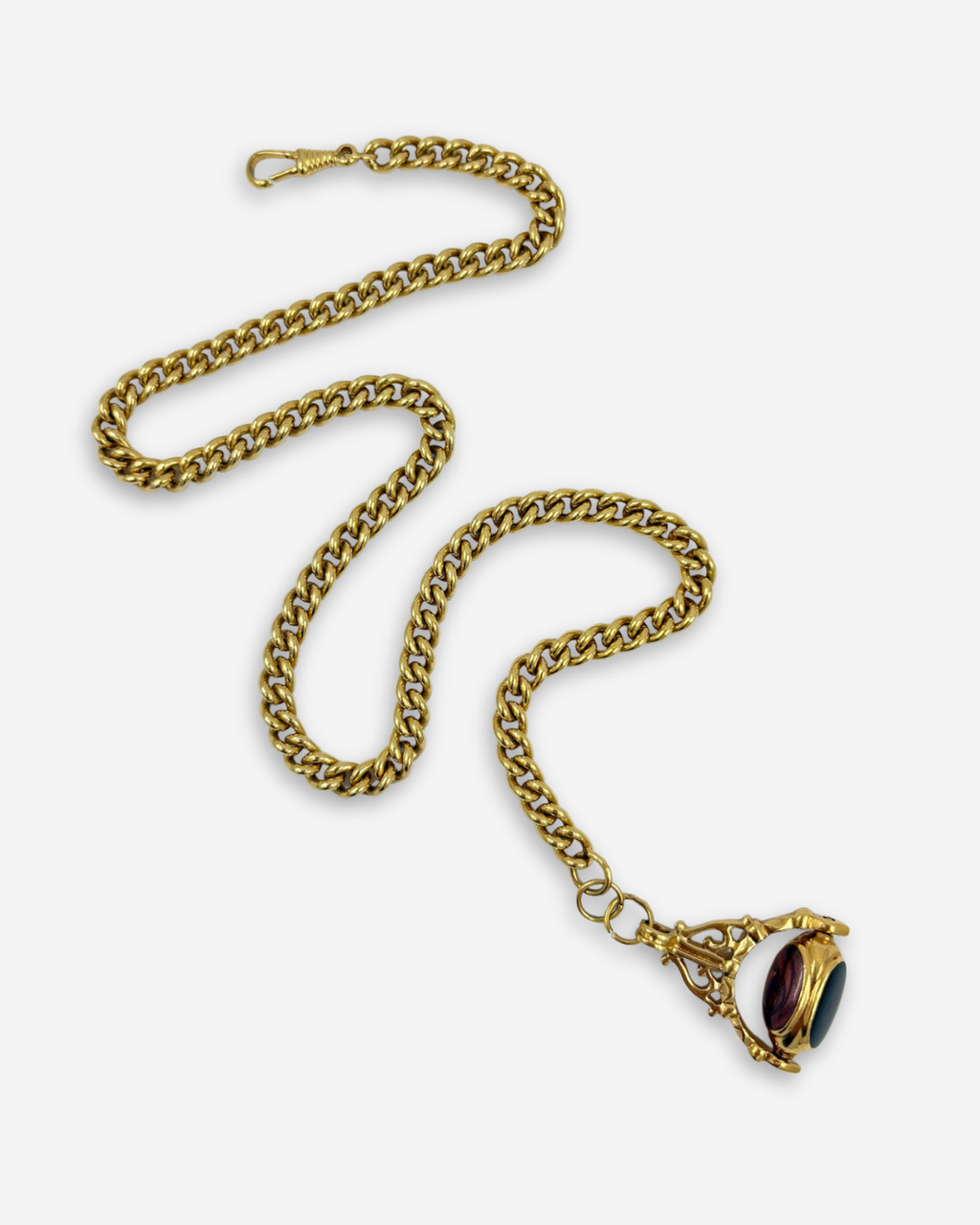Vintage Gold Filled Albert Chain & Spinner Watch Fob