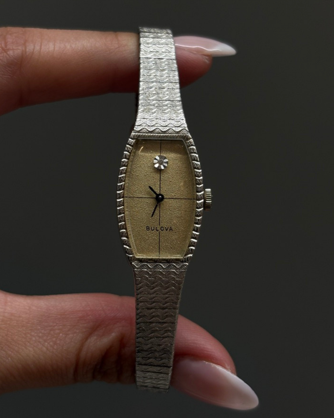 1970s 10KT Rolled Gold Bulova Diamond Wind-Up