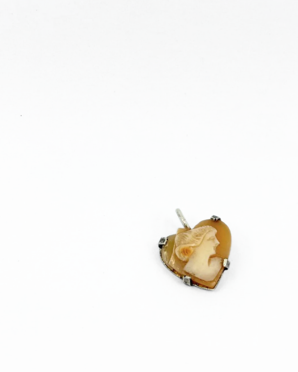Reworked Sterling Silver Cameo Heart Pendant