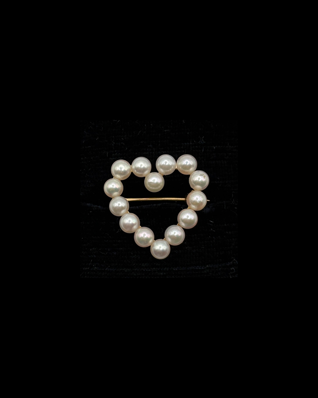 14KT Genuine Pearl Heart Brooch