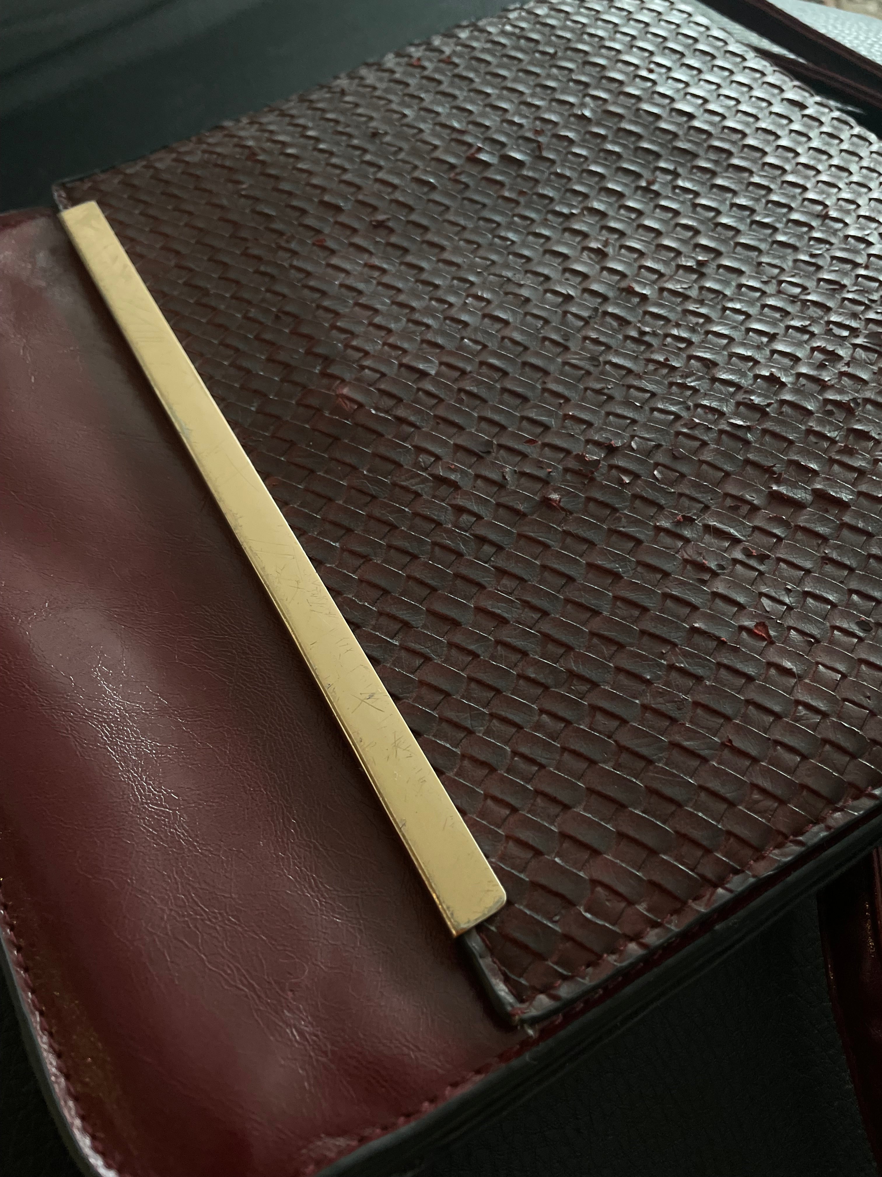 Cherry Red Woven Leather Bag