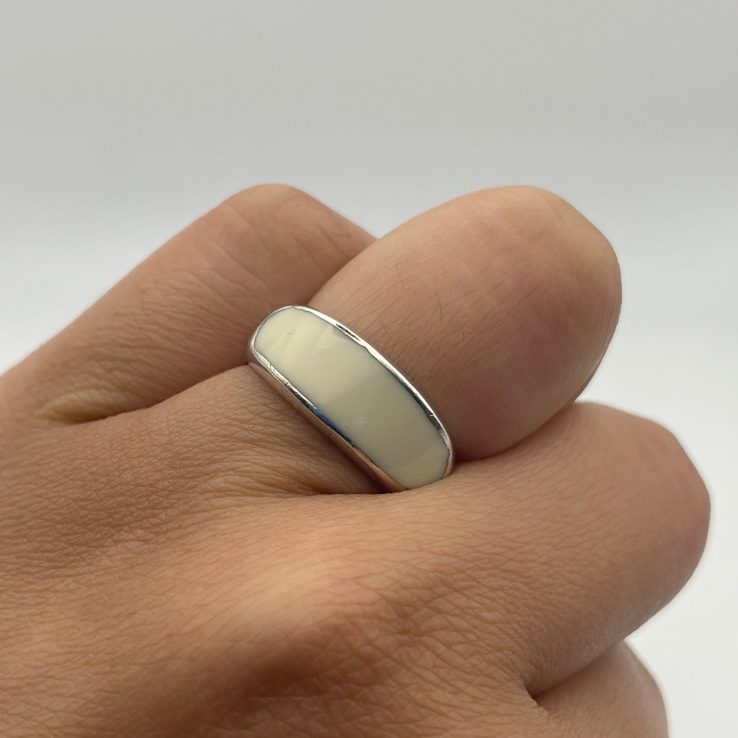 925 White Enamel Ring