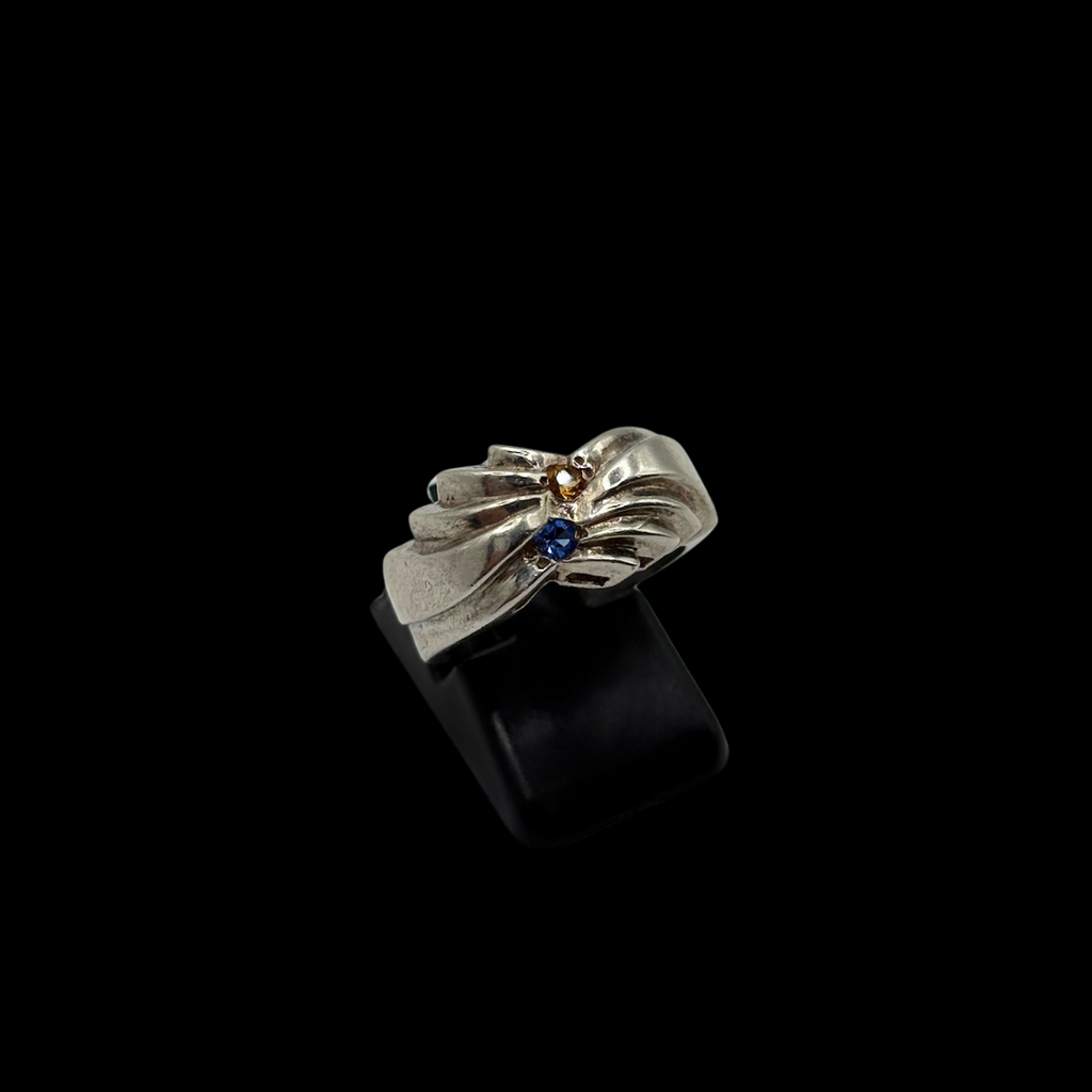 Sterling Art Deco Sapphire and Citrine Ring