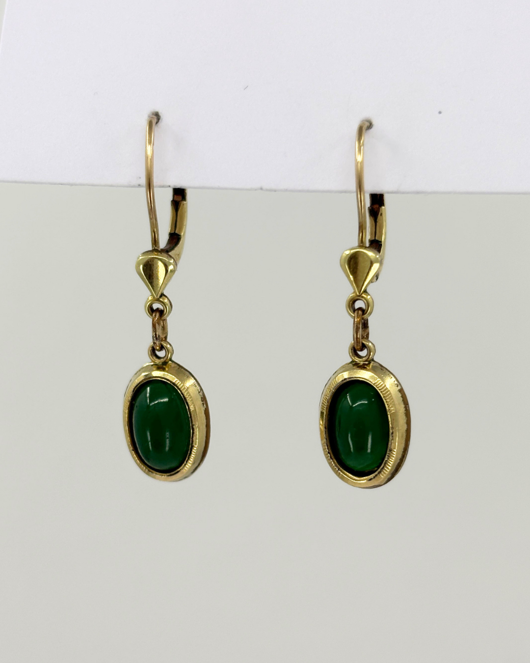 Boucles d'oreilles en calcédoine verte Kordes & Lichtenfels plaqué or