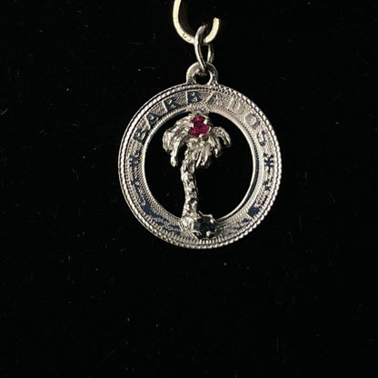 Sterling Silver Barbados Souvenir Charm with Two stones