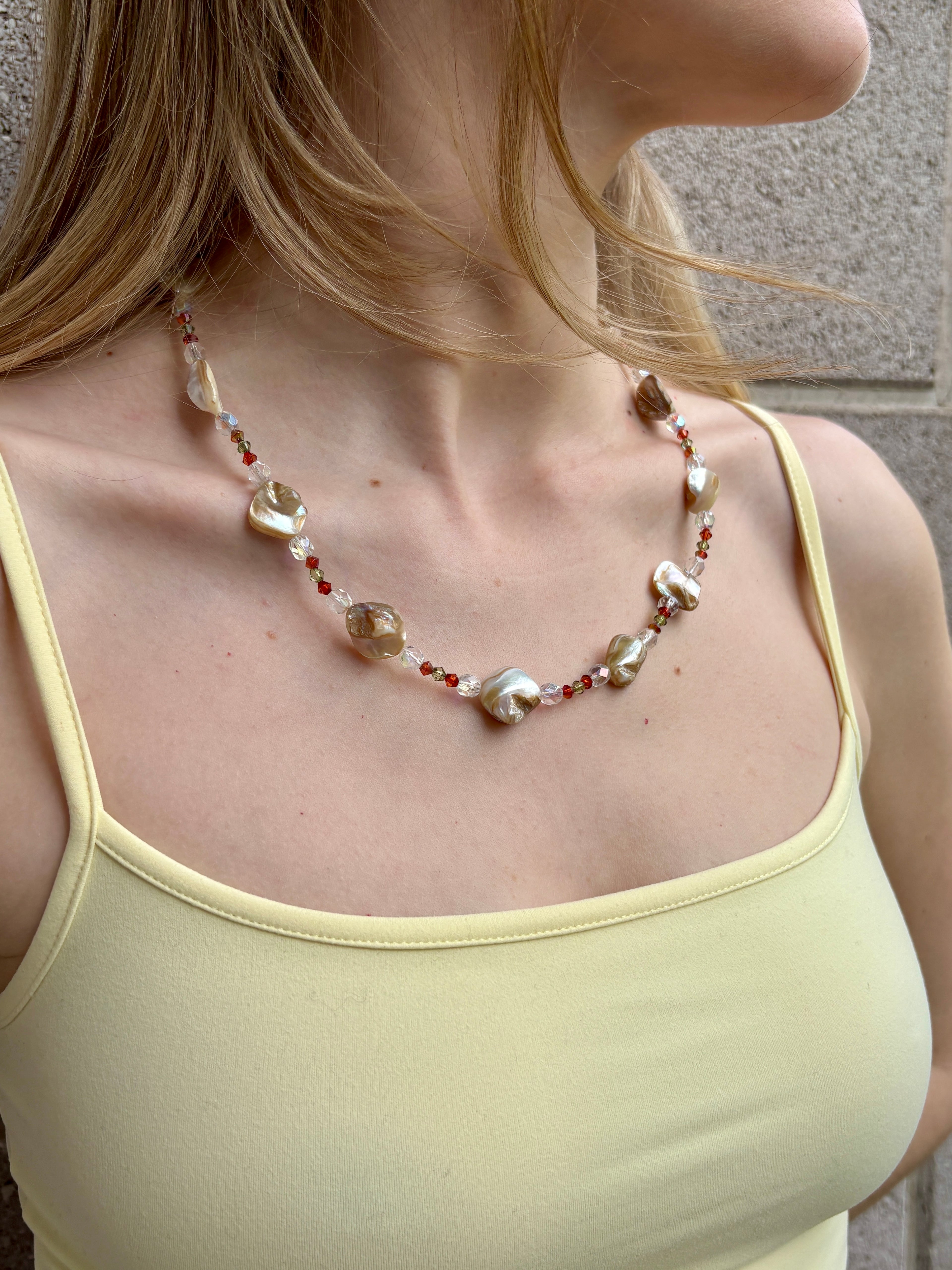 Semi-precious Stones with Station Abalone Shell Necklace