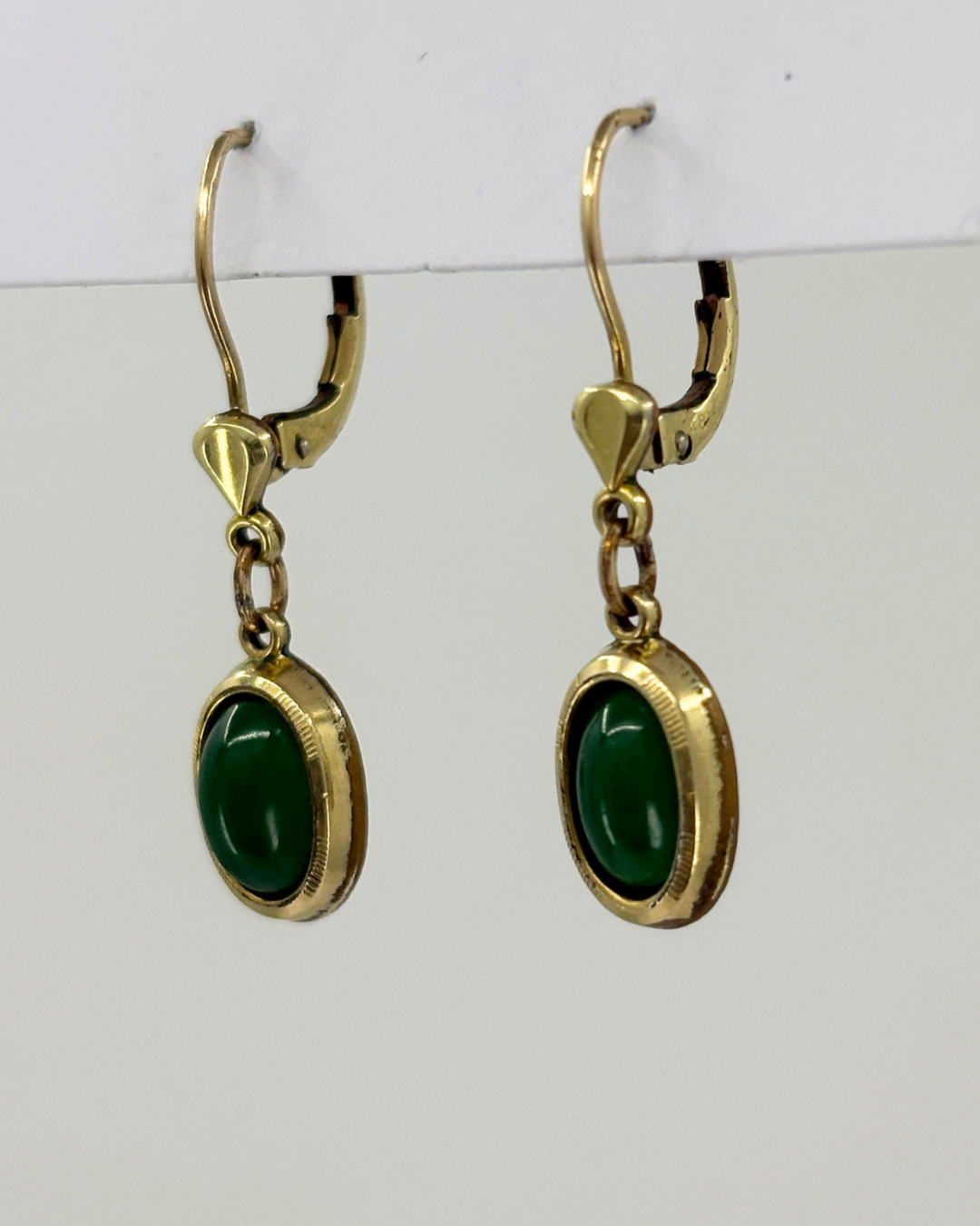 Boucles d'oreilles en calcédoine verte Kordes & Lichtenfels plaqué or