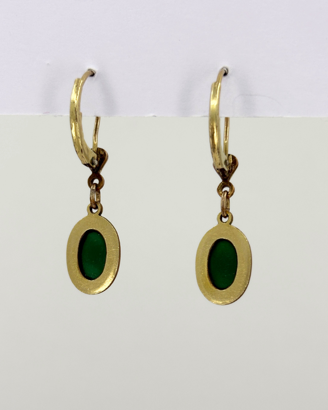 Boucles d'oreilles en calcédoine verte Kordes & Lichtenfels plaqué or
