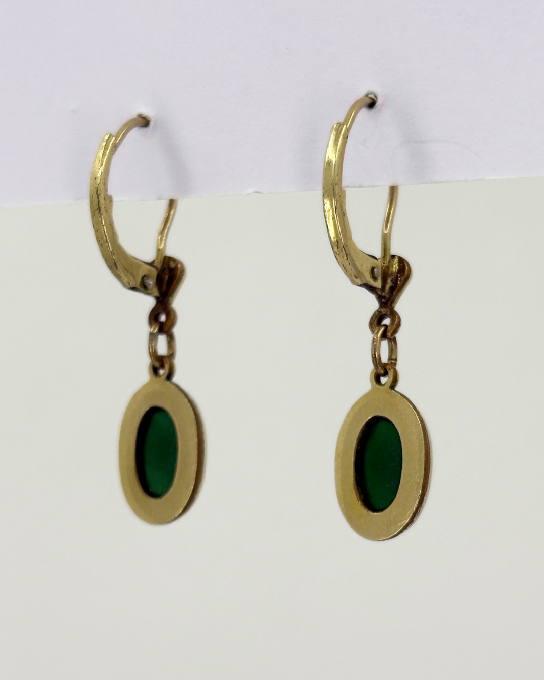 Boucles d'oreilles en calcédoine verte Kordes & Lichtenfels plaqué or