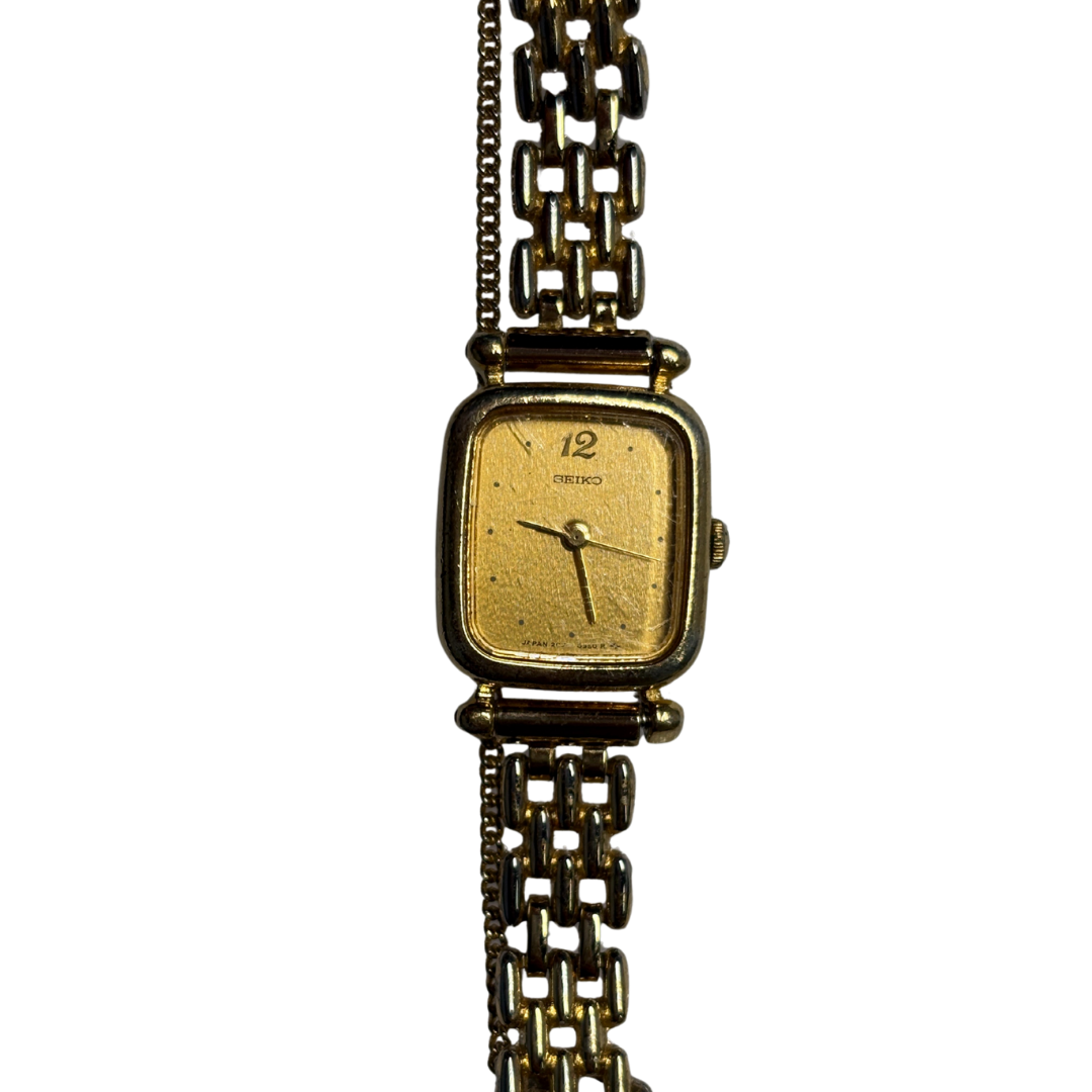Gold Plated Seiko Watch with Safety Chain