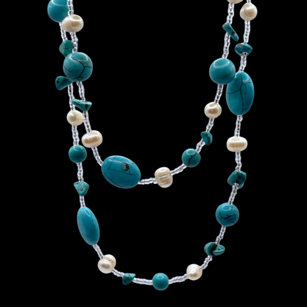 Turquoise and Fresh Water Pearls Necklace