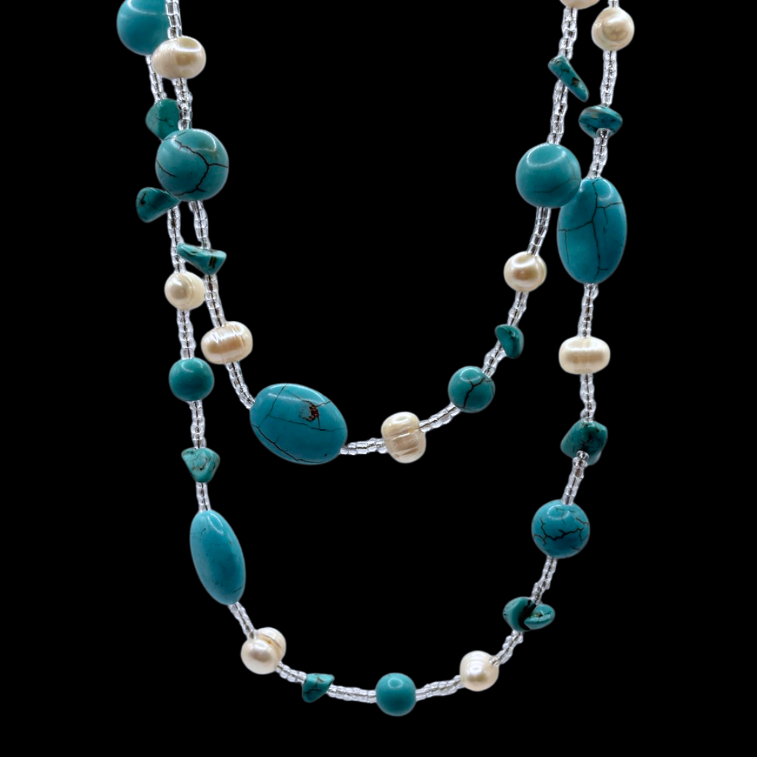Turquoise and Fresh Water Pearls Necklace
