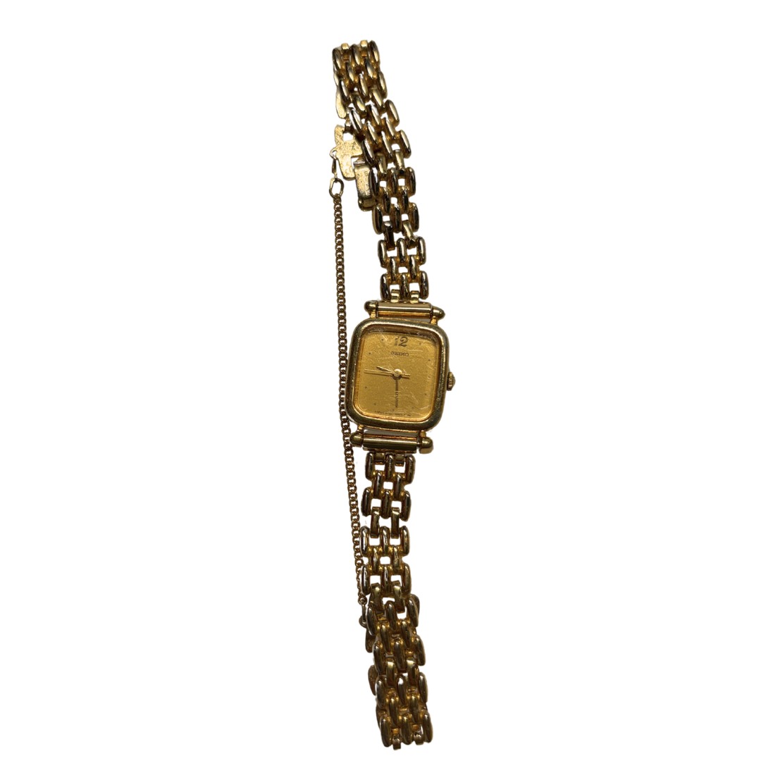 Gold Plated Seiko Watch with Safety Chain