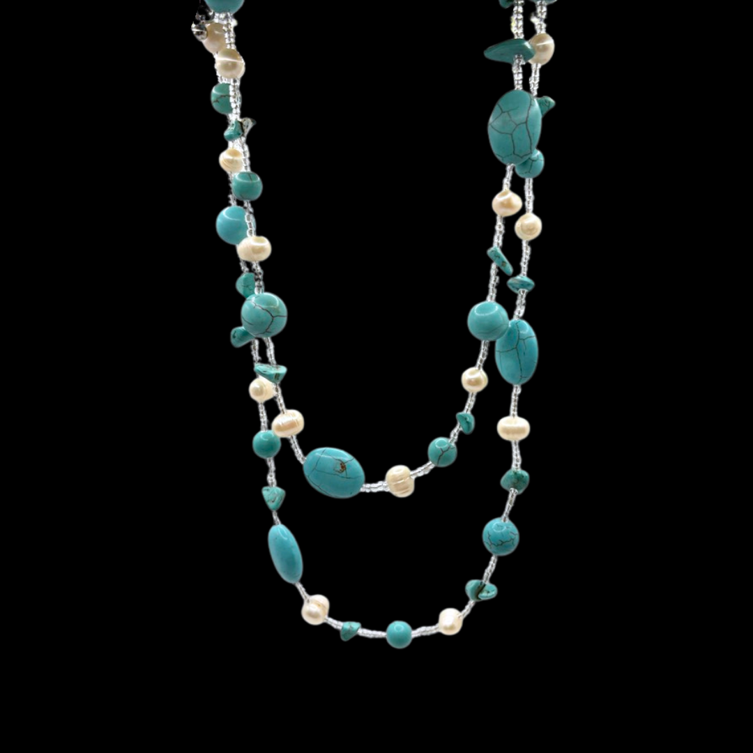Turquoise and Fresh Water Pearls Necklace