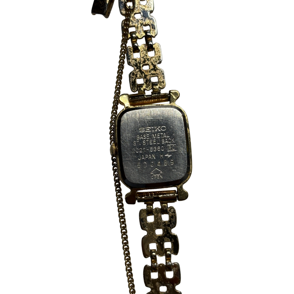 Gold Plated Seiko Watch with Safety Chain