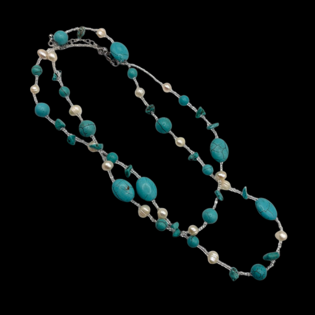 Turquoise and Fresh Water Pearls Necklace
