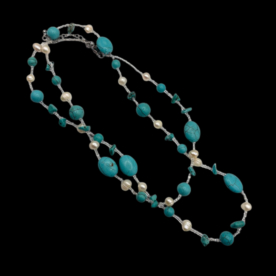 Turquoise and Fresh Water Pearls Necklace