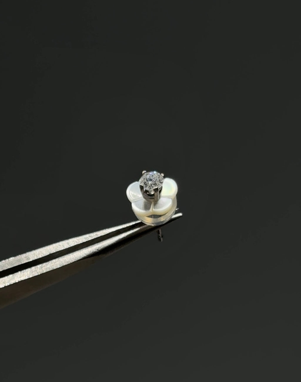 14KT White Gold Natural Diamond Studs with Removeable Mother of Pearl Earring Jackets